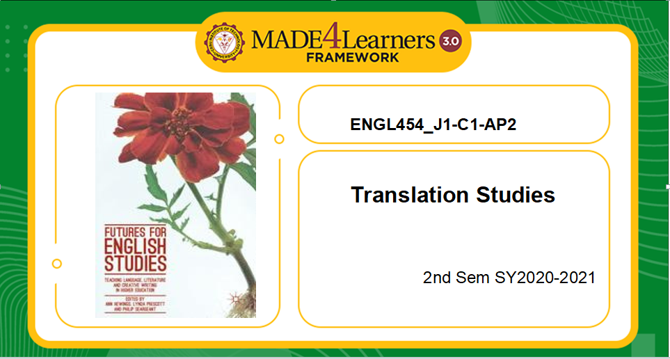 ENGL454 Translation Studies (J1-C1-AP2)