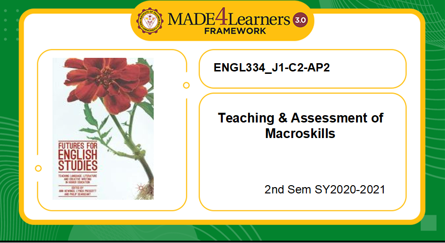 ENGL334 Teaching &amp; Assessment of Macroskills (J1-C2-AP2)