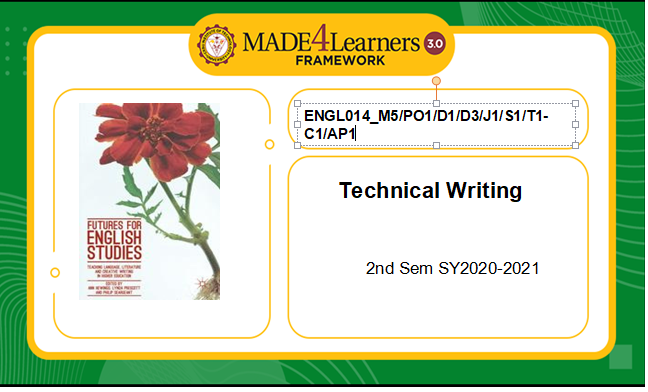 ENGL014 Technical Writing(M5/PO1/D1/D3/J1/S1/T1-C1-AP1)