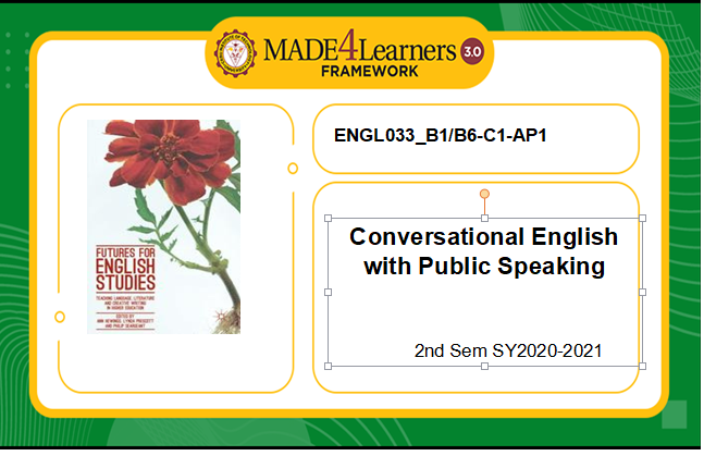 ENGL033 Conversational English with Public Speaking(B1/B6-C1-AP1)