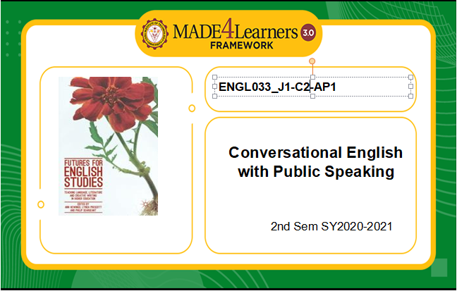 ENGL033 Conversational English with Public Speaking(J1-C2-AP1)
