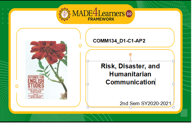 COMM134 Risk, Disaster, &amp; Humanitarian Communication(D1-C1-AP2)