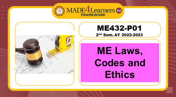 ME432-P01: ME Laws, Ethics, Contracts, Codes &amp; Standards