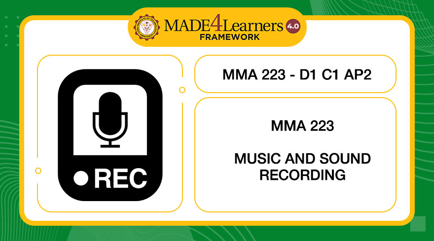 MMA223 MUSIC AND SOUND RECORDING (D2-C1-AP2)