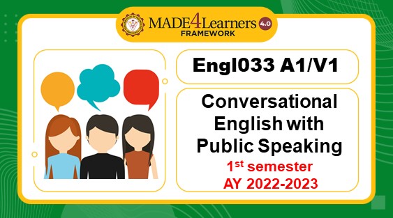 ENGL033 - Conversational English with Public Speaking (A1/V1 - C1)