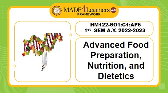 HM122 (SO1)-Advanced Food Preparation, Nutrition, and Dietetics