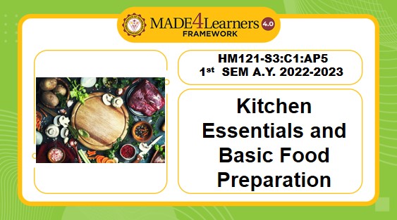 HM121 (S3)-Kitchen Essentials and Basic Food Preparation