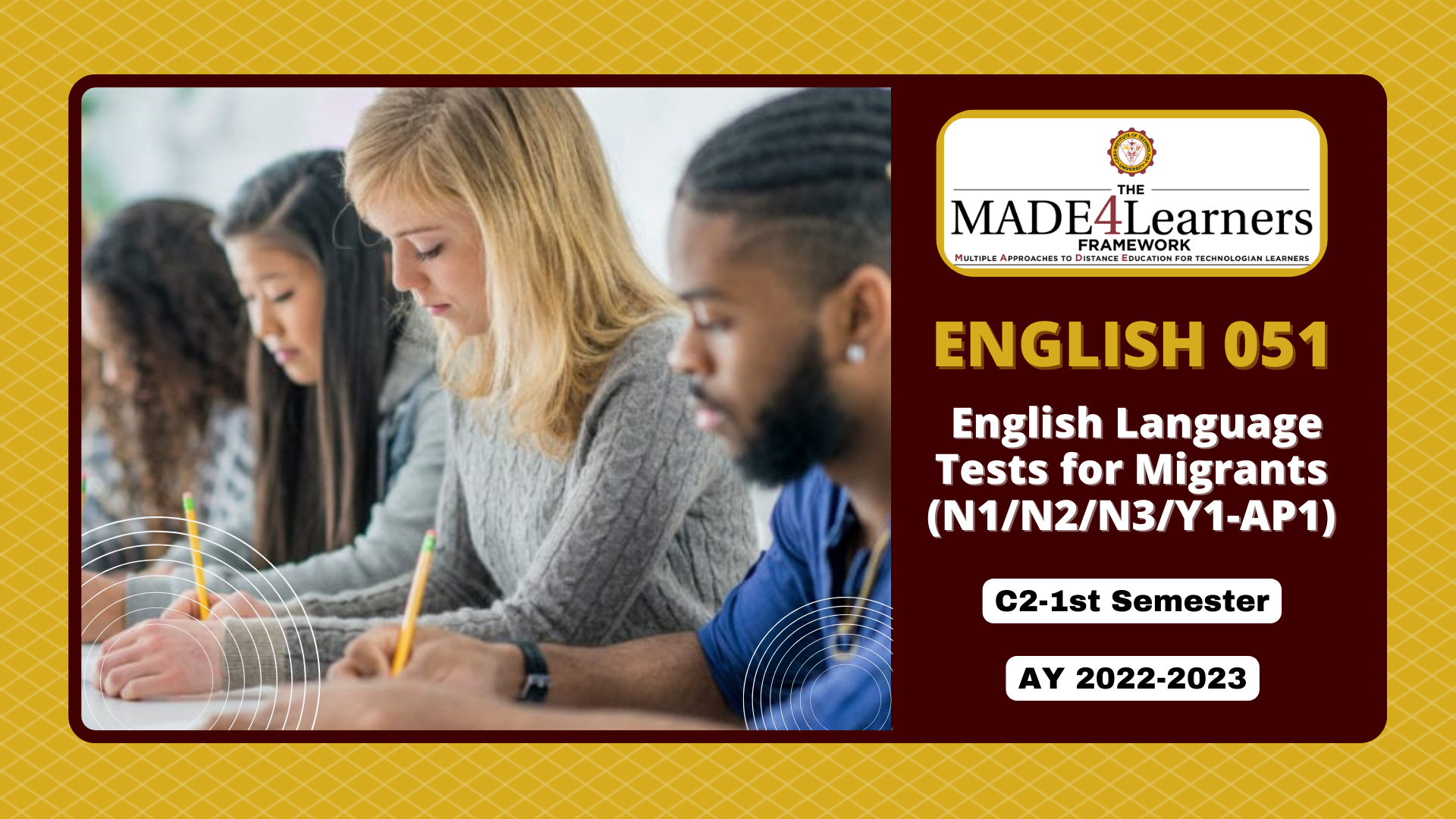 ENGL051 - English Language Test for Migrants(N1/N3/N2/Y1 - C2)