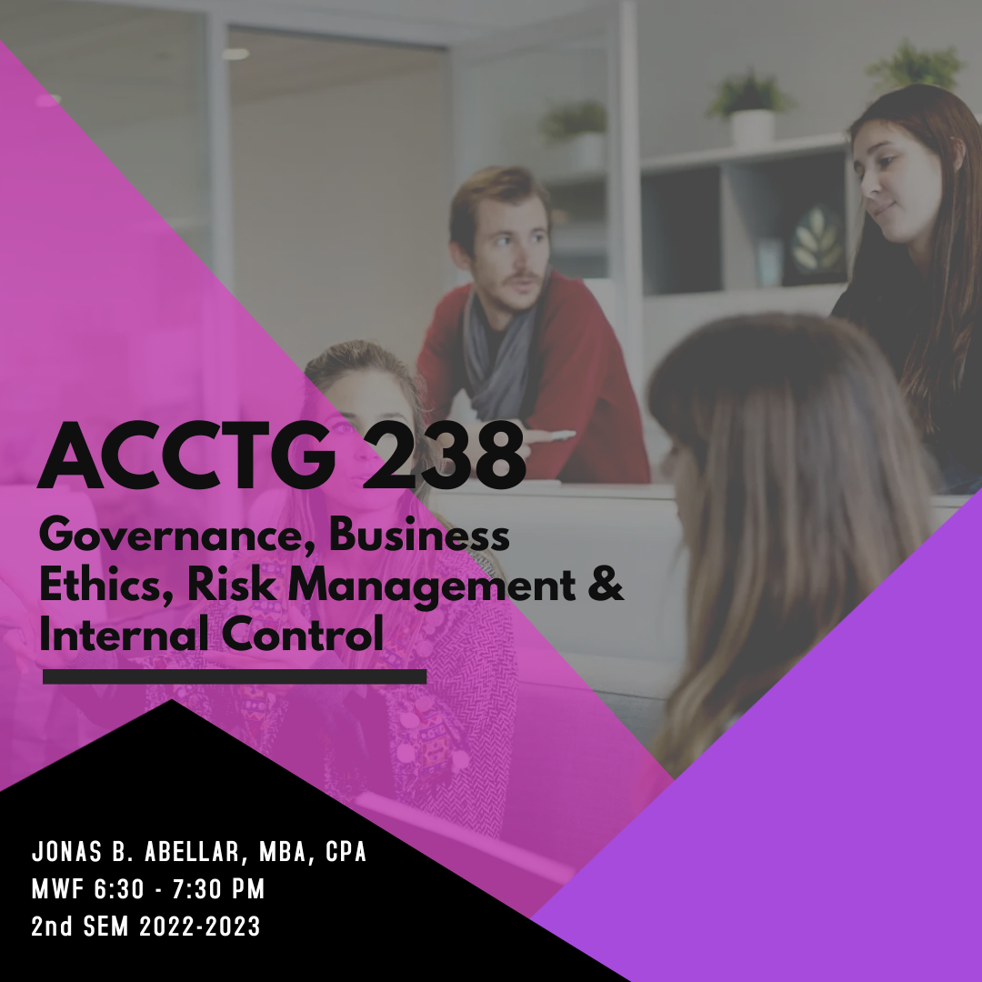 ACCTG238 Governance, Business Ethics, Risk Management,  and Internal Control A2