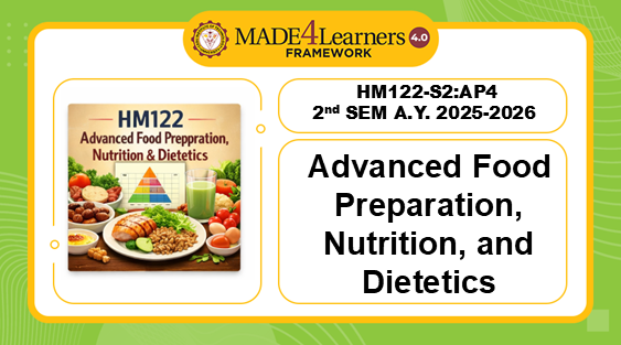 HM122-S2 Advanced Food Preparation, Nutrition, and Dietetics 
