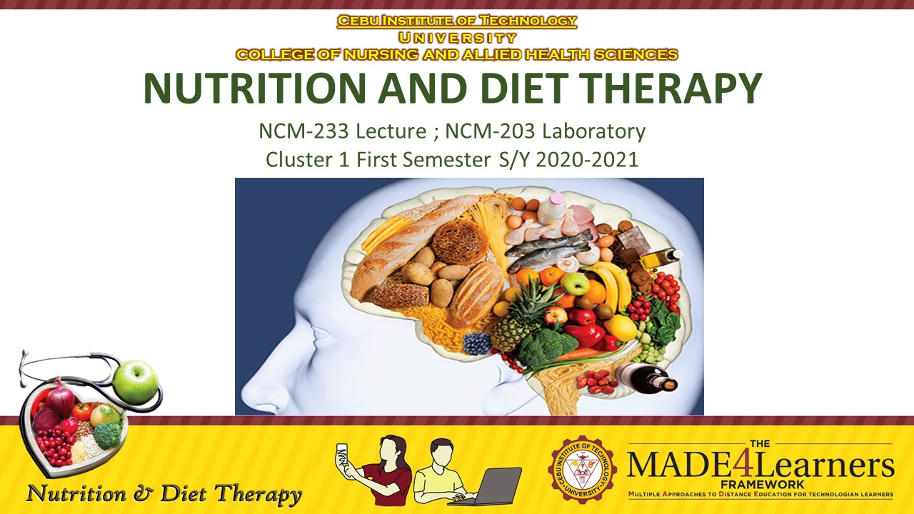 NUTRITION AND DIET THERAPY (LECTURE AND LABORATORY)