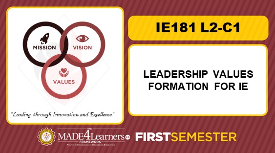 IE181 (VAL) Leadership Values Formation for IE