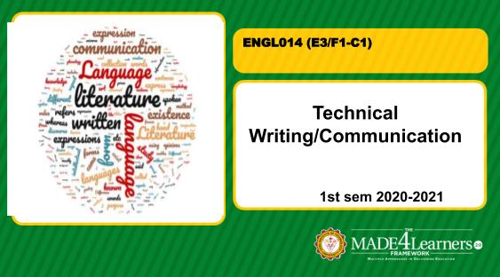 ENGL014 Technical Writing/Communication (E3/F1-C1)